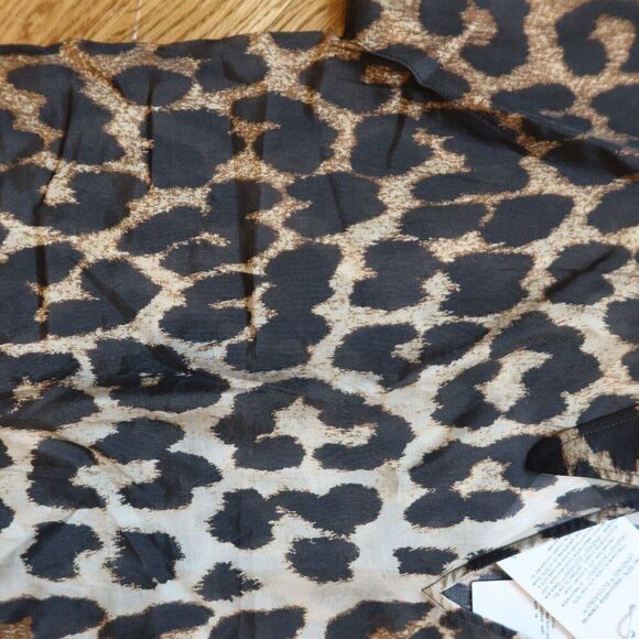 NWT GANNI leopard print top blouse short sleeve semisheer lightweight 36 breezy - Picture 10 of 16